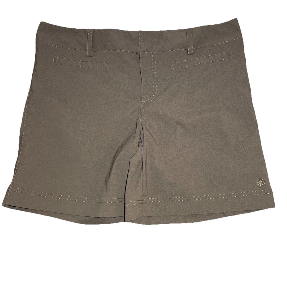 Athleta Women’s Hiking Shorts Dipper Bermuda Size 14 Brown Gray Stretch Pockets